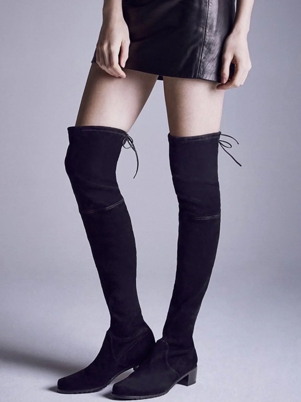 Stuart Weitzman Black Suede Midland Over The Knee Boots